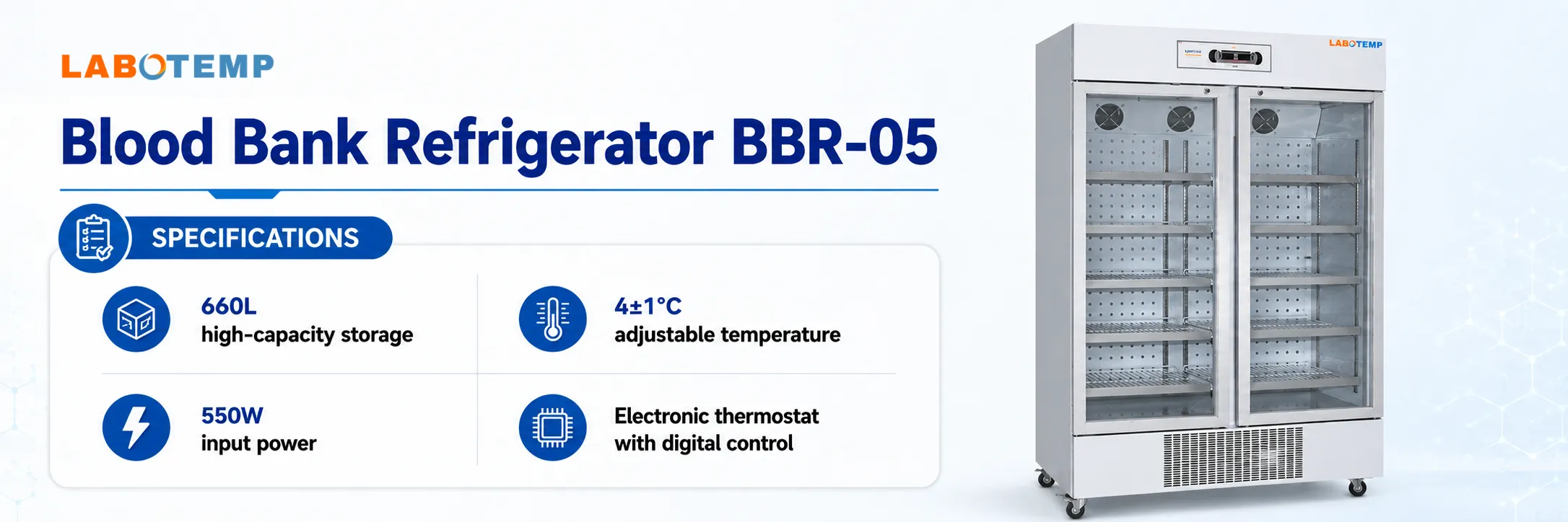 Blood Bank Refrigerator BBR-05 Specfications Poster